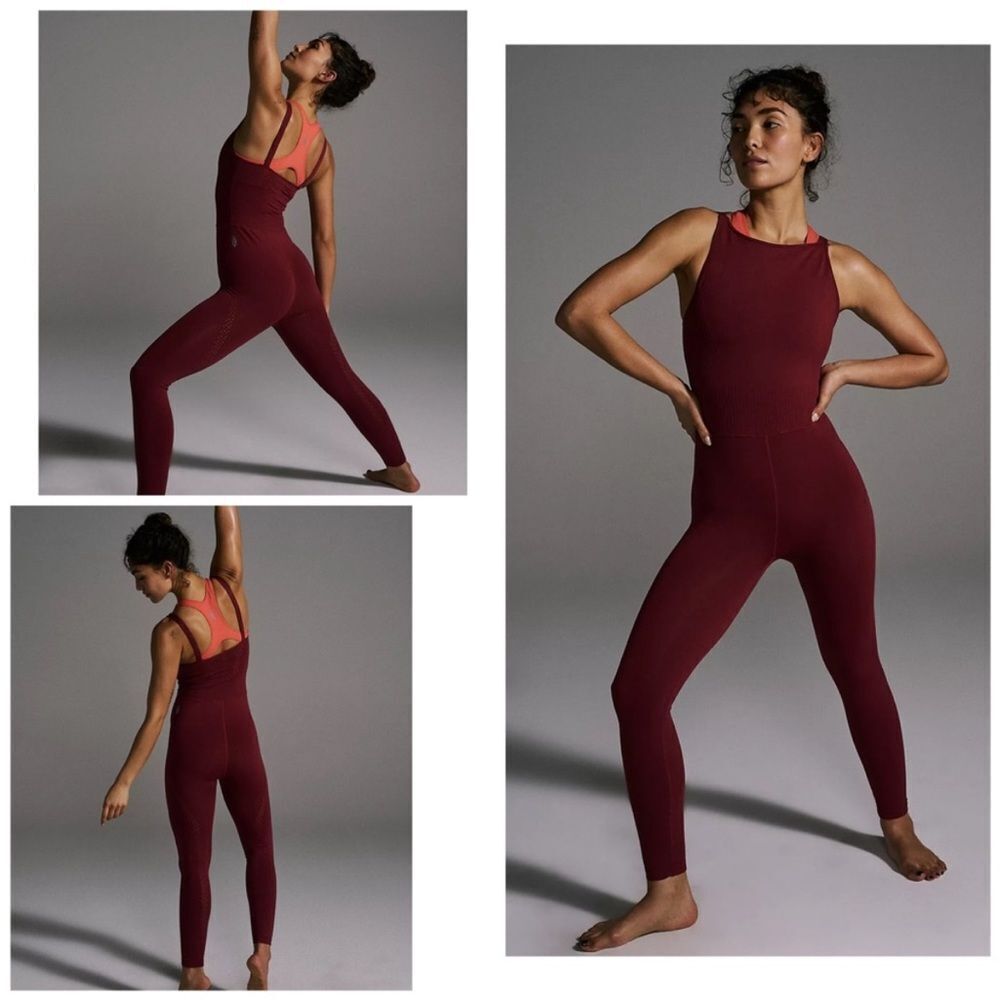 Free People Good Karma High Neck Onesie In Dark Cherry